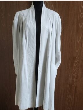 Vintage Dominic Bellissimo Leather Maxi Duster Coat Off White Minimalist 90s